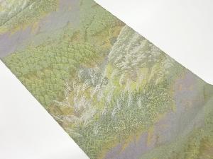 萬葉製　木々・草原・花模様織出し全通袋帯